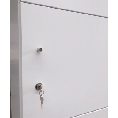 1 High x 5 wide locker Bank additional row on top - white keyed locks